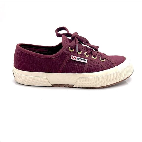 EUC Superga Cotu 2750 Canvas Upper Low Top Sneakers in Burgundy EU Size 37.5 - Picture 1 of 7
